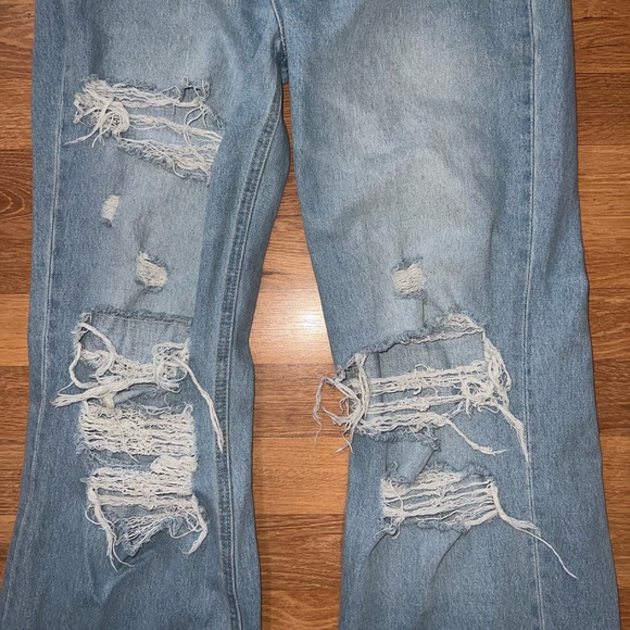 Flying Monkey Light Blue Distressed Flare Jeans - Picture 2 of 7
